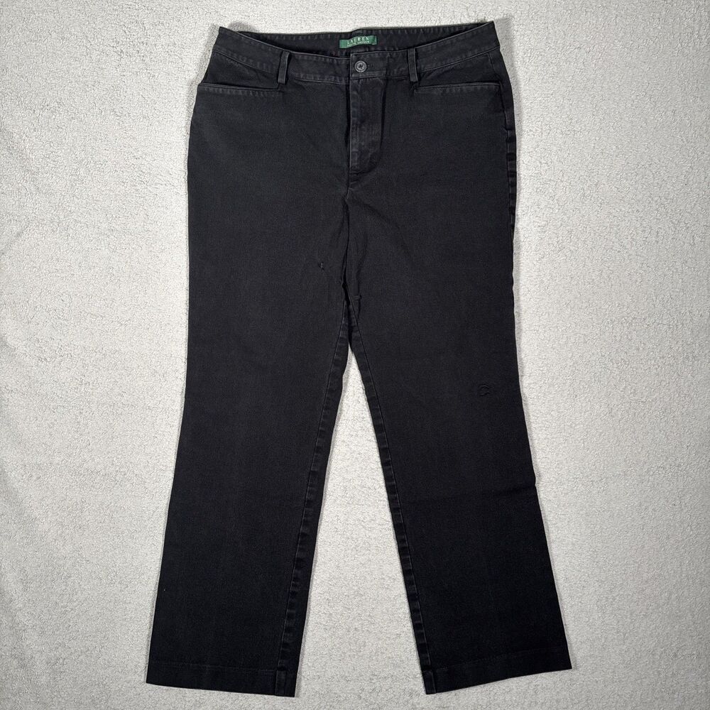 Lauren Ralph Lauren Straight Leg Jeans Women’s Size 12 Black Stretch 1 Pocket
